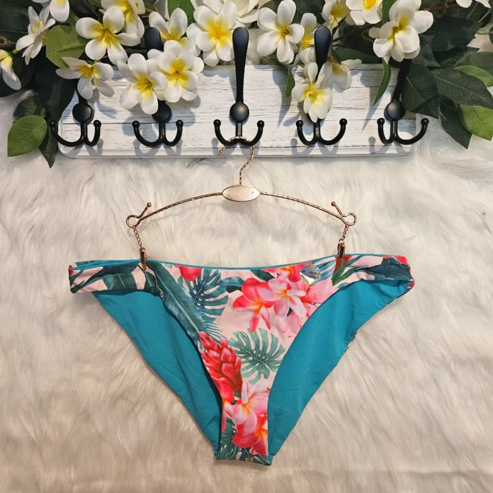 Ardene Flirty Reversible Floral and Teal Bikini Bottoms